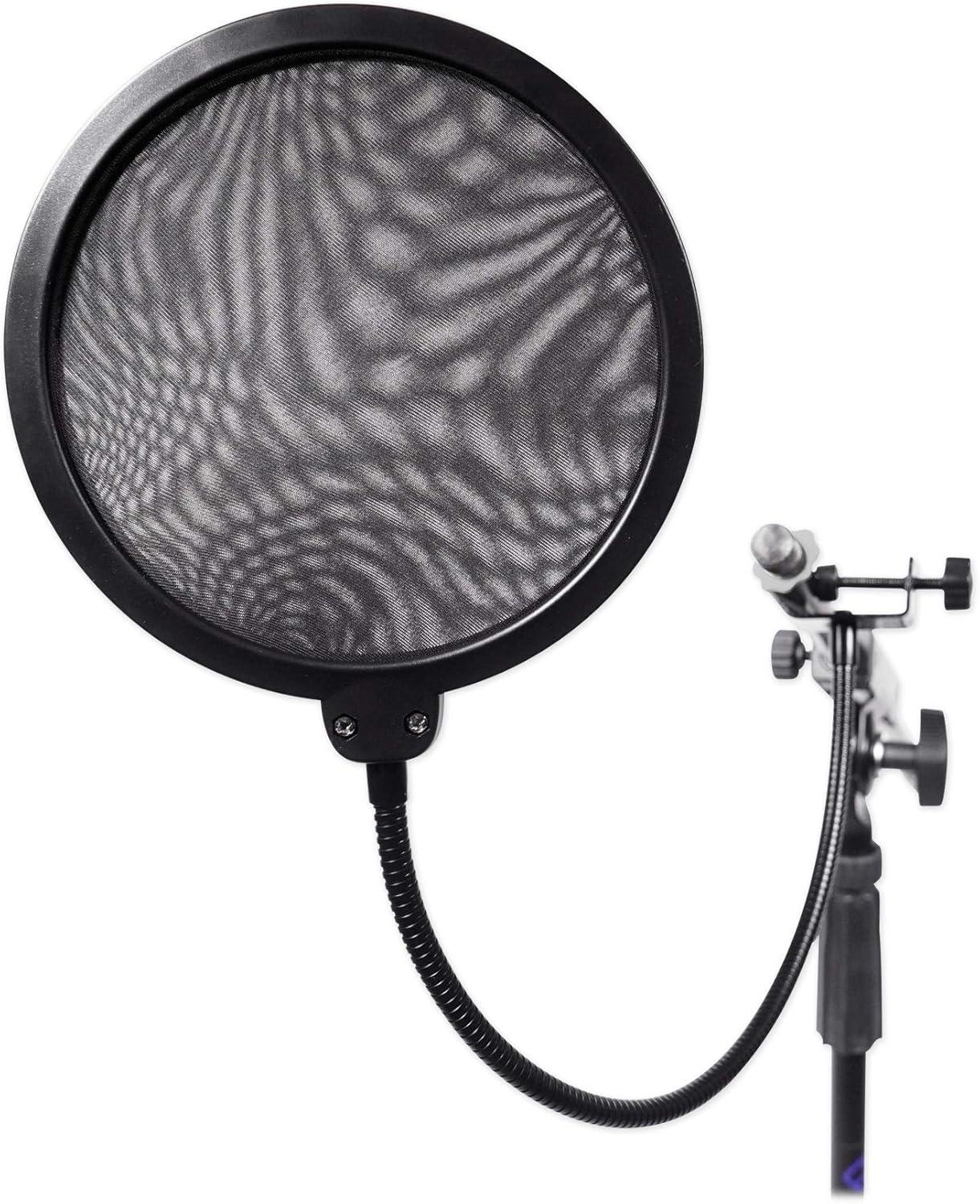 imageRockville RockPop Curve Pop Filter Windscreen Curved Mesh Lightweight 0064 lbs Broad Mic Compatibility Durable Metal for Studio Recording and PodcastingGooseneck w Clamp