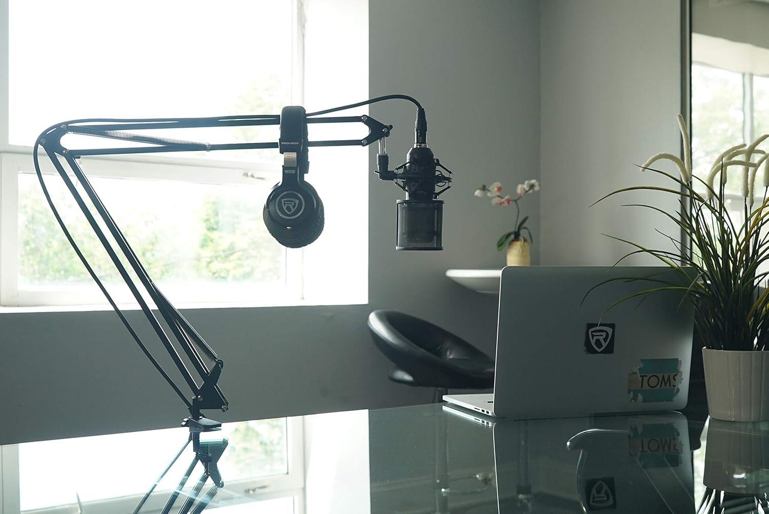 imageRockville RockPop Curve Pop Filter Windscreen Curved Mesh Lightweight 0064 lbs Broad Mic Compatibility Durable Metal for Studio Recording and PodcastingElastic Mount On Mic