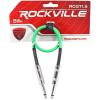 imageRockville RCGT15G 15ft 14 TS Instrument Guitar Cable 100 Copper 90 Shielding Green Durable for Guitarists and Live Performances