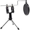 imageRockville RTMS21 Dynamic Desktop Tripod Microphone Stand with Shock Mount and Pop Filter Adjustable Angle Durable Lightweight Ideal for Podcasting Recording Broadcasting