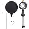 imageRockville RTMS21 Dynamic Desktop Tripod Microphone Stand with Shock Mount and Pop Filter Adjustable Angle Durable Lightweight Ideal for Podcasting Recording Broadcasting