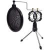 imageRockville RTMS21 Dynamic Desktop Tripod Microphone Stand with Shock Mount and Pop Filter Adjustable Angle Durable Lightweight Ideal for Podcasting Recording Broadcasting