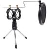 imageRockville RTMS21 Dynamic Desktop Tripod Microphone Stand with Shock Mount and Pop Filter Adjustable Angle Durable Lightweight Ideal for Podcasting Recording Broadcasting