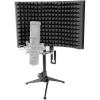 imageRockville RockShield 1 3Panel Studio Microphone Isolation Shield SoundDampening Foam Tripod Desktop Mic Attachment Portable Aluminum Frame for Podcasting and Home Studio Recording