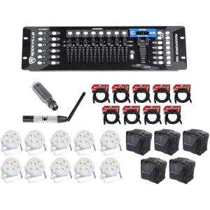 imageRockville 192Channel DMX ControllerLighting TransmitterReceiver10 Par Lights