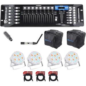 imageRockville 192Channel DMX ControllerLighting TransmitterReceiver4 Par Lights