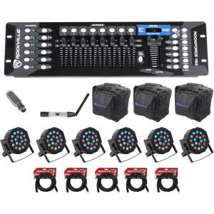 imageRockville 192Channel DMX ControllerLighting TransmitterReceiver6 Par Lights