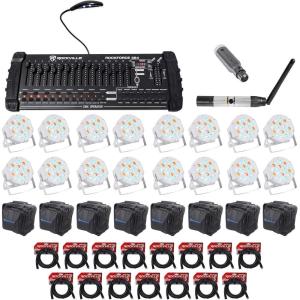 imageRockville 384Channel DMX ControllerLighting TransmitterReceiver and 16 Par Lights