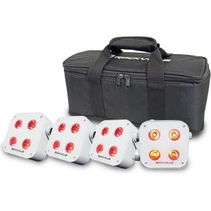 imageRockville 4 Pack MINI IR4 Black 48W LED Par Wash Lights 4x12W RGBWAUV Wireless DMX App Group Control Rechargeable Battery Travel Bag for DJs and Party EventsWhite
