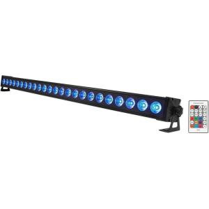 imageRockville Battery Strip 24 100W Rechargeable RGBW DJ Wash Light Bar 24x4W LEDs 58Channel DMX Remote for Events and Stage Lighting