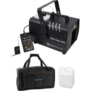 imageRockville Bundle 1 ROCKHAZE 1000 CFM DMX Hazer Machine Water Based DJClub Haze2 Remotes Bundle with 1 BAG1200 Waterproof Travel Bag For FogHaze Machine 2 Items