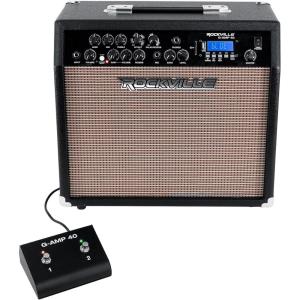 imageRockville GAMP 30 Watt Guitar Combo Amplifier Bluetooth Mic Input Footswitch Delay Effect for Home Practice and Small Gigs40 Watt