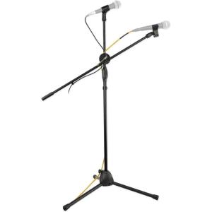 imageRockville GIGSTAND DUAL Microphone Stand with 2 Mic Clips 2637quot Detachable Boom Arm Adjustable 31quot55quot Height Foldable Tripod Base for Musicians and Podcasters