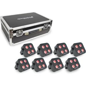 imageRockville MINI IR4 Charge Package 8 12W DJ Par Wash Up Lights  Charging Case RGBWAUV App Control Wireless DMX Rechargeable Battery for DJ Events and PartiesBlack