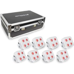 imageRockville MINI IR4 Charge Package 8 12W DJ Par Wash Up Lights  Charging Case RGBWAUV App Control Wireless DMX Rechargeable Battery for DJ Events and PartiesWhite