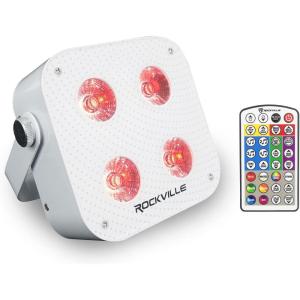 imageRockville Mini IR4 White LED Wash Light RGBWAUV Compact App Control LCD Wireless DMX Remote Rechargeable Perfect for DJ ampamp Event LightingWhite