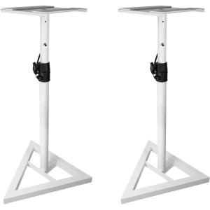 imageRockville Pair RVSM1 80 lbs Studio Monitor Speaker Stands Adjustable Height VibrationDamping EVA Pad Sturdy Steel Base White for Home and Professional Recording Studios