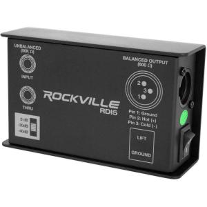 imageRockville RDI5 Passive DI Box Converts GuitarInstrument to Balanced Mic Level Switchable Attenuation 600 Ohm XLR Output Rugged Metal Build for Live and Studio UseSound And Recording Equipment