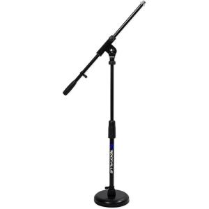 imageRockville RKDS Kick DrumGuitar Amp Mic Stand with Steel Round Base Fixed Boom Arm Rubber Pad HeavyDuty Compact and Portable for Stage and Studio