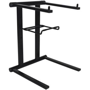 imageRockville RLS2400 Lightweight Folding DJ Laptop Stand wExtra Shelf ampamp Travel Bag Aluminum Construction Portable for DJs and Musicians