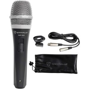 imageRockville RMPXLR Dynamic Super Cardioid Microphone 10ft XLR Cable Rugged Plastic Body Clear Sound M06 Cartridge for Vocals and Instruments