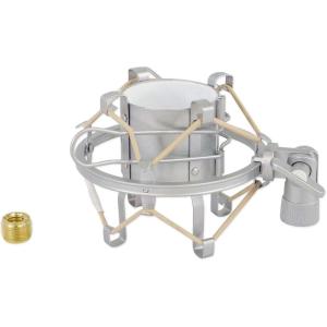 imageRockville ROCKSHOCK Silver Metal Studio Microphone Shock Mount with Foam Insert Fits 43mm48mm Mics Standard 58quot Thread with 38quot Adapter for Studio Recording and Podcasting MicsSilver