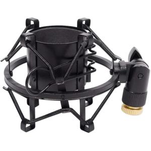 imageRockville ROCKSHOCK Silver Metal Studio Microphone Shock Mount with Foam Insert Fits 43mm48mm Mics Standard 58quot Thread with 38quot Adapter for Studio Recording and Podcasting MicsBlack