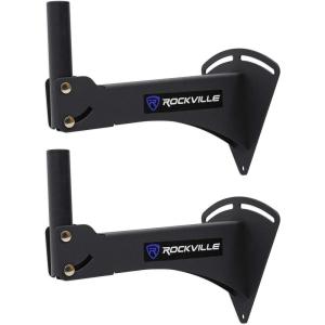 imageRockville RPW20 Pair Adjustable Wall Mount Brackets for PA Speakers 110 lbs Load 55 Degree Horizontal ampamp 45 Degree Vertical Angle 13quot Wall Offset HeavyDuty Steel for Pro Audio ampamp Home Theater