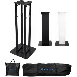 imageRockville RTP32B Totem Pole Moving Head Light Stand Adjustable 39  688 in BlackWhite Scrims Carry Bags ToolFree Setup 35mm Speaker Mount for Mobile DJs ampamp EventsBlack