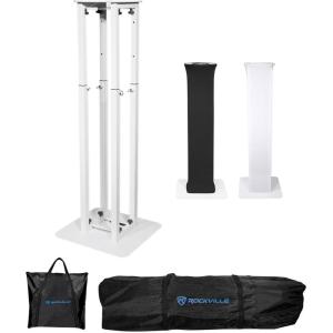 imageRockville RTP32B Totem Pole Moving Head Light Stand Adjustable 39  688 in BlackWhite Scrims Carry Bags ToolFree Setup 35mm Speaker Mount for Mobile DJs ampamp Eventswhite