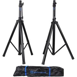 imageRockville RVES1 Pair Tripod DJ PA Speaker Stands with Carry Bag 100 lbs Capacity Adjustable Height to 71quot Steel Construction for Events ampamp Performances