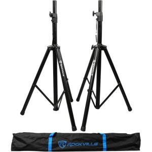 imageRockville RVSS2 Pair Adjustable Tripod DJ PA Speaker Stands 2 Sturdy Steel Construction Lightweight Carrying Case Included Perfect for DJs and Live Events