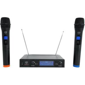 imageRockville RWM132V VHF Wireless Dual Handheld Microphone System High Sensitivity Long Range 200ft Clear Audio PlugandPlay for Live Performances and Events Includes 2 MicsMicrophone