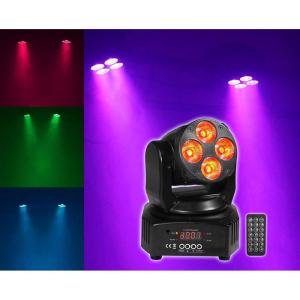 imageRockville RockOn7 40W RGBW Moving Head Wash Light 4x10W LEDs DMX ampamp Sound Modes FullFunction Remote for DJs Clubs Stage Lighting