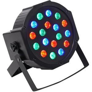 imageRockville RockPAR50 18W LED RGB Par Can Wash Light with DMX SoundActivated Mode Power DaisyChain Dual Bracket for DJs and Club LightingBlack