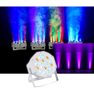 imageRockville RockPAR50 18W LED RGB Par Can Wash Light with DMX SoundActivated Mode Power DaisyChain Dual Bracket for DJs and Club LightingWhite