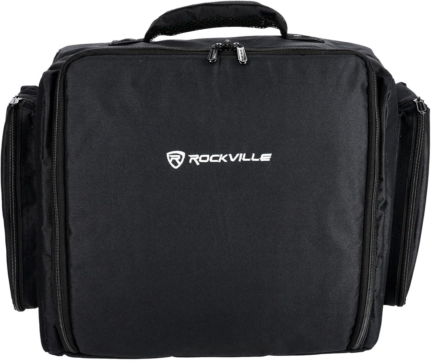 imageRockville RLBP6 Padded Backpack for 6 Slim PAR Lights 10mm Foam Protection Removable Dividers Hideable Straps for DJs and Stage Performers