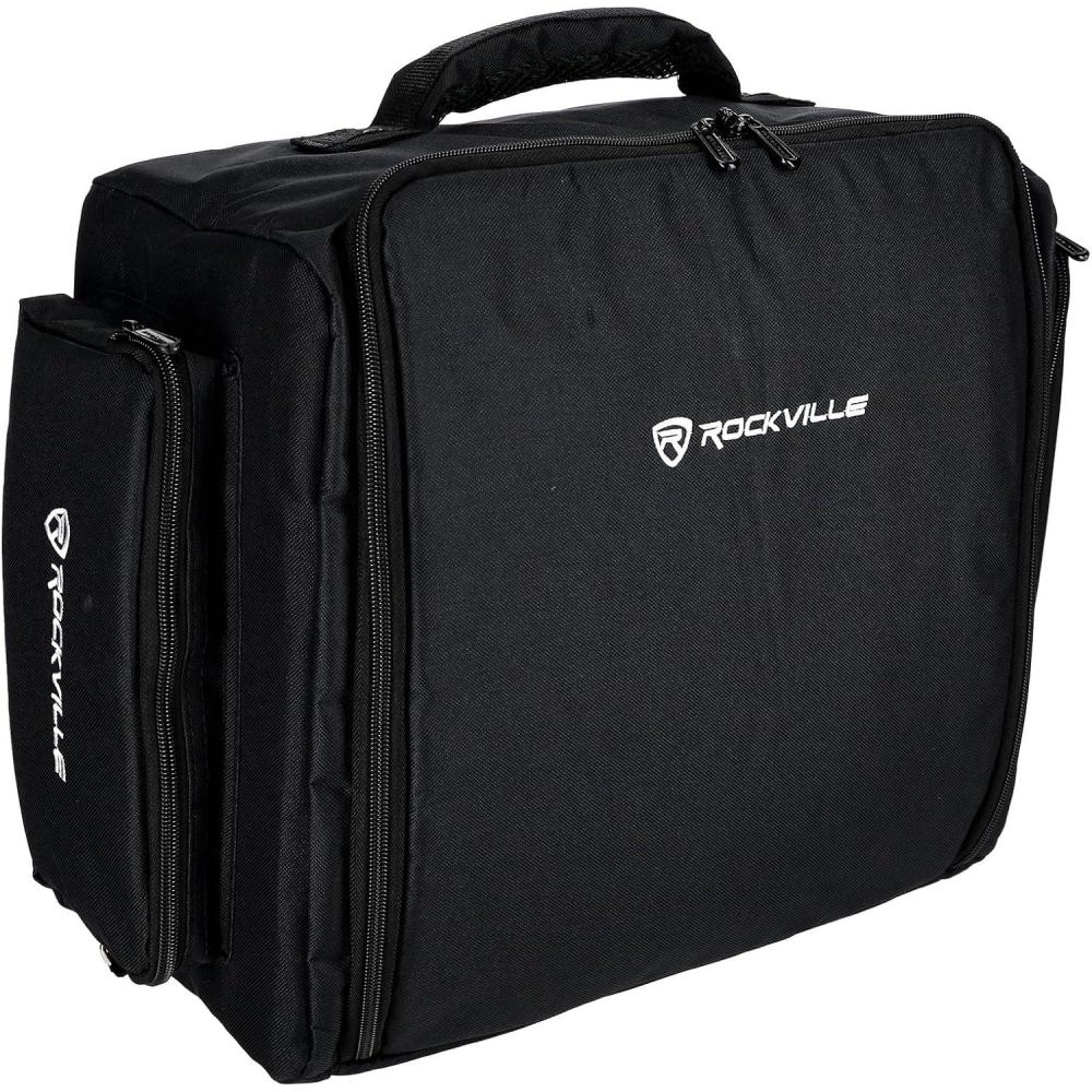imageRockville RLBP6 Padded Backpack for 6 Slim PAR Lights 10mm Foam Protection Removable Dividers Hideable Straps for DJs and Stage Performers