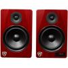 imageRockville HTS8B Pair 8quot 1000W Powered Home Theater Speakers with FM USB SD and Bluetooth in BlackCherry Wood