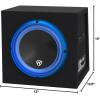 imageRockville RVB81A 8 Inch 300W Powered Car SubwooferSub Enclosure Box 4Ohm Compact Design Deep Bass Wired Bass Remote for Car Audio Enthusiasts