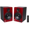 imageRockville HTS8B Pair 8quot 1000W Powered Home Theater Speakers with FM USB SD and Bluetooth in BlackCherry Wood