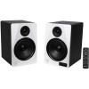 imageRockville HTS8B Pair 8quot 1000W Powered Home Theater Speakers with FM USB SD and Bluetooth in BlackWhite