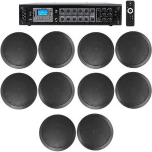 image6Zone Home Audio System10 Black Ceiling Speakers BedroomLiving RoomBathroom
