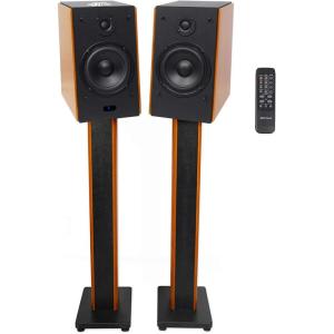imageRockville 2 HD5 5quot 150w RMS Bluetooth Bookshelf Home Theater Speakers36quot Stands