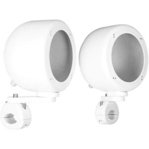 imageRockville 2 MAC40S 4quot Chrome Swivel Aluminum Tower Handlebar Speaker Pods ATVUTVWhite