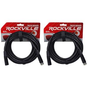 imageRockville 2 RDX3M25 25 Foot 3 Pin DMX Lighting Cables 100 OFC Female to Male