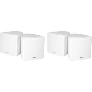 imageRockville 4 Cube 35quot 30w RMS White Home Theater Wall SpeakersSwivel Brackets