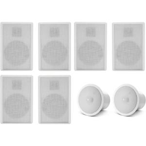 imageRockville 6 ROCKSLIM White 240w Slim Home Theater Wall SpeakersJBL Subwoofers