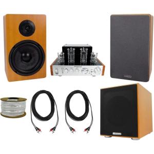 imageRockville BluTube Bluetooth Tube Amplifier65 inches Wood Bookshelf Speakers8 inches Sub