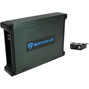 imageRockville DBM12 2000W Peak500W RMS Mono 2Ohm Marine Amplifier Waterproof Covers Bass Remote ClassD Power Designed for Boat Audio Systems